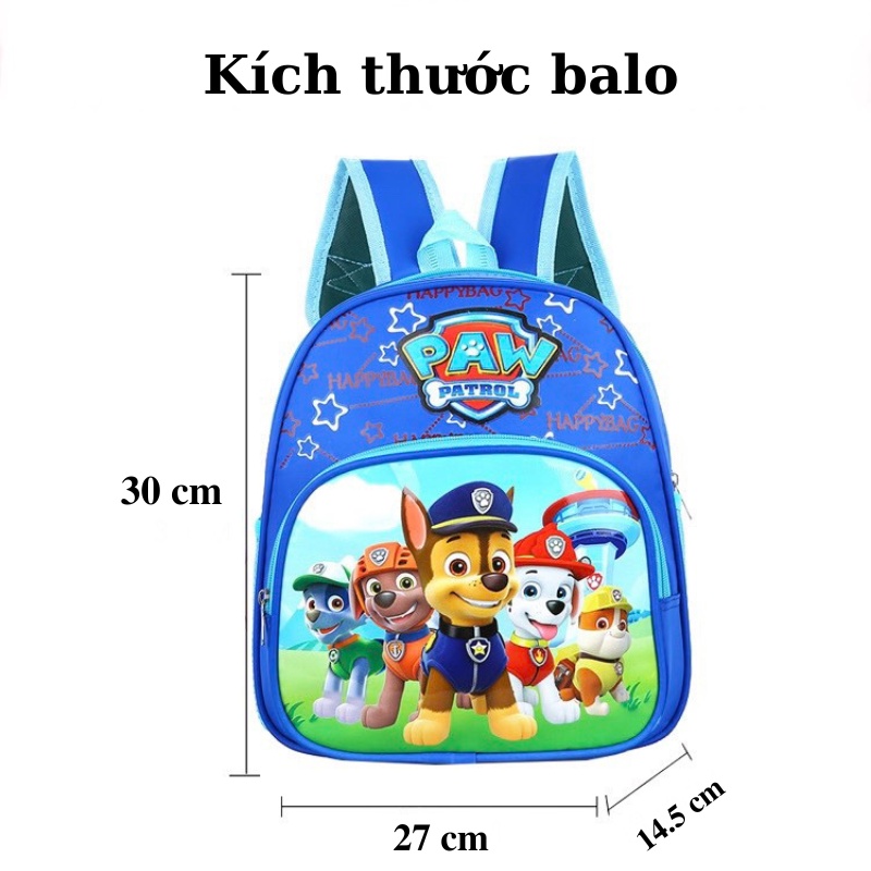 Ba lô đi học mẫu giáo mầm non,  balo đội chó cứu hộ Paw Patrol cho bé trai bé gái siêu nhẹ 2 ngăn Xu Xu Kids