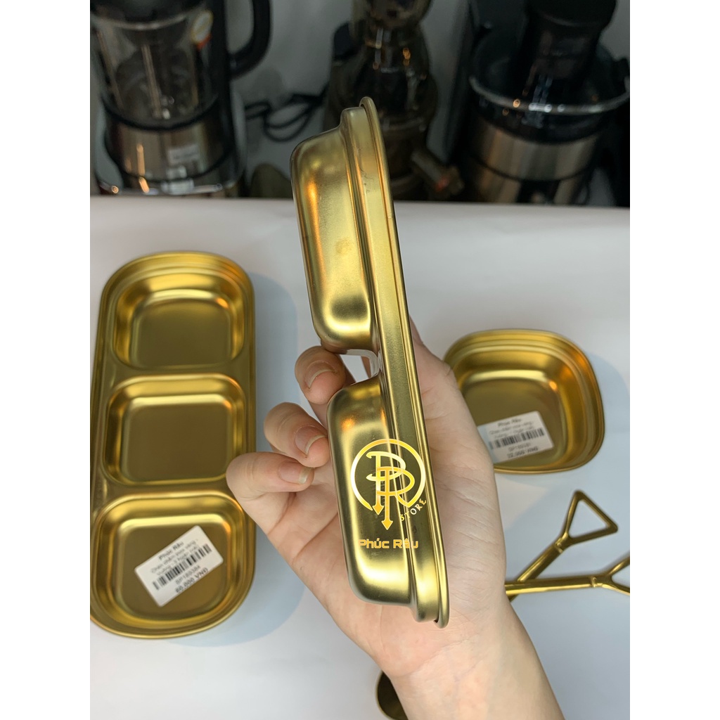 Chén chấm inox vàng Vuông