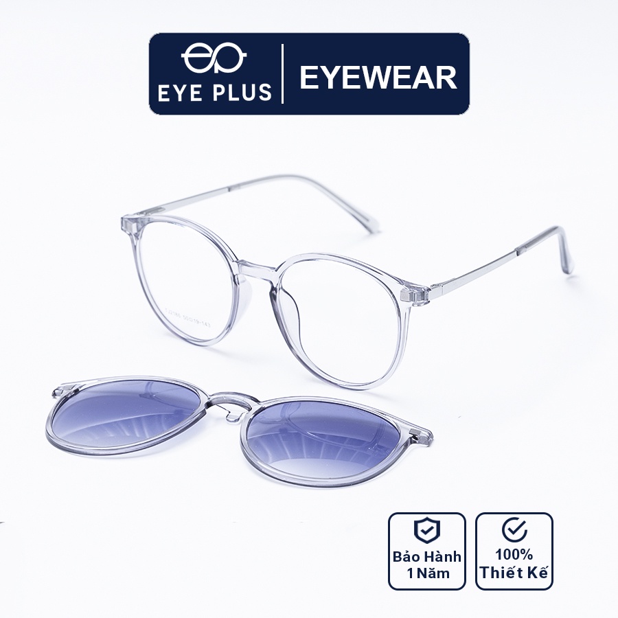 Gọng kính râm cận nam nữ thời trang EYE PLUS mắt tròn 2in1KL-2186