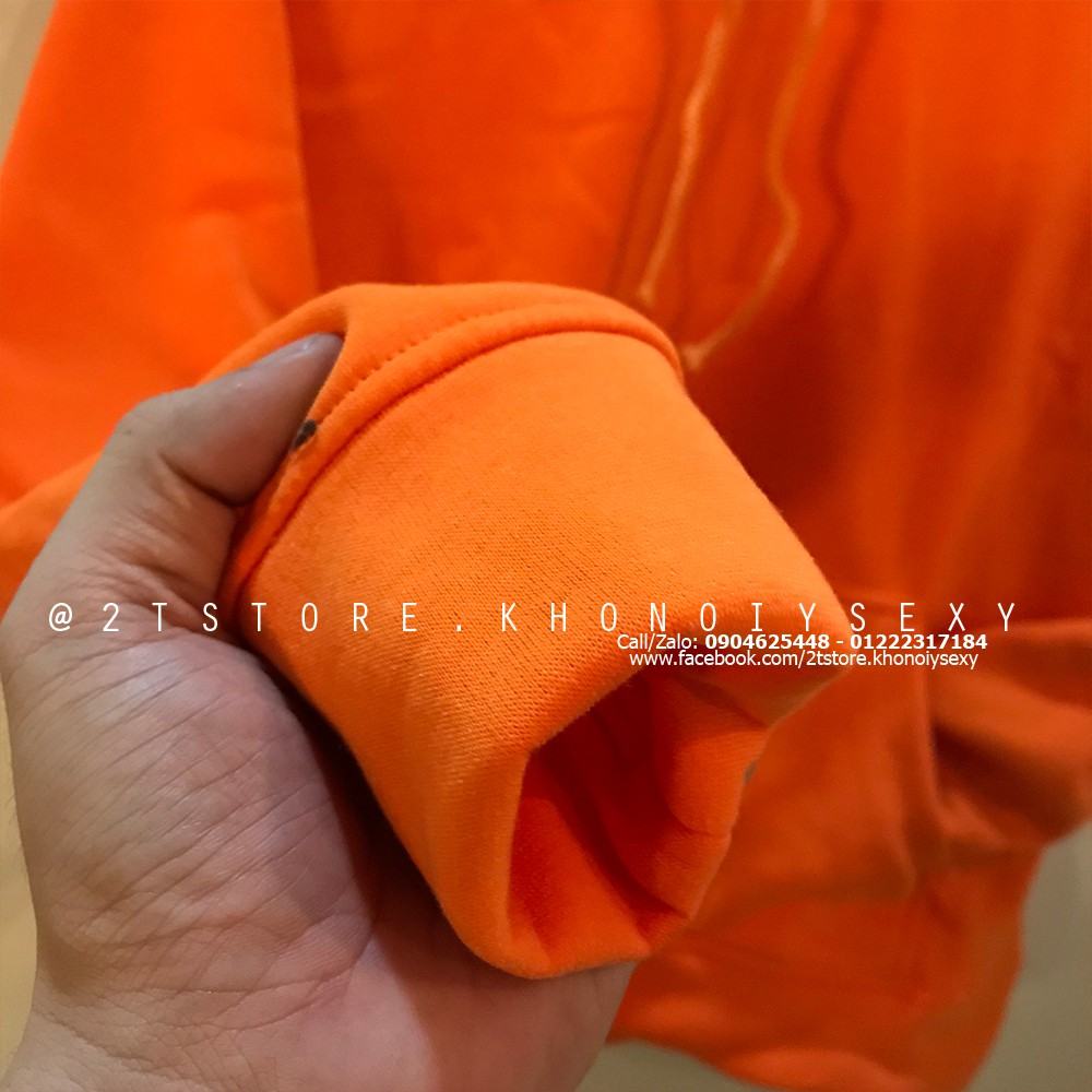 Áo Hoodie Nam Nữ Trơn, Áo Nỉ Bông Trơn Nón May 2 Lớp Dày Dặn - 2 Gam Màu Cam