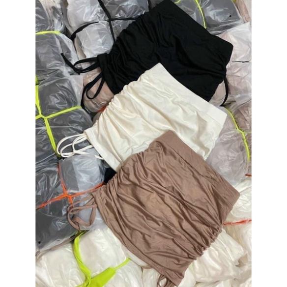 Chân váy ngắn lưng thun rút dây 2 bên có quần trong chất vải thun Borip [Hàng Đẹp] | BigBuy360 - bigbuy360.vn