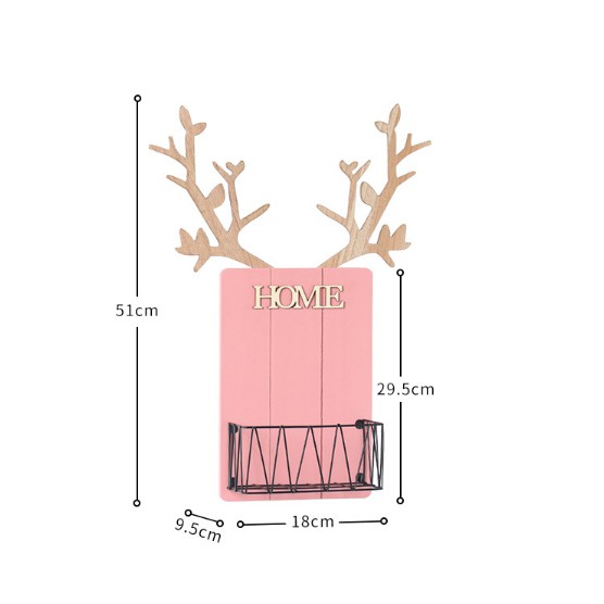 Kệ gỗ treo trường hình chú nai phong cách hiện đại vừa decor vừa trưng bày vật dụng, chất liệu gỗ cao 51cm,có kèm đinh