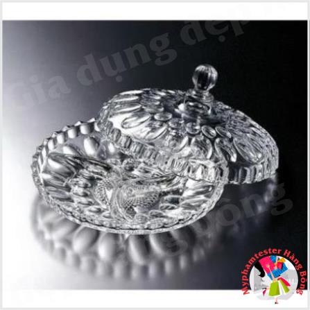 Khay thủy tinh pha lê đựng mứt, hạt dưa 3 ngăn 24,3cm
