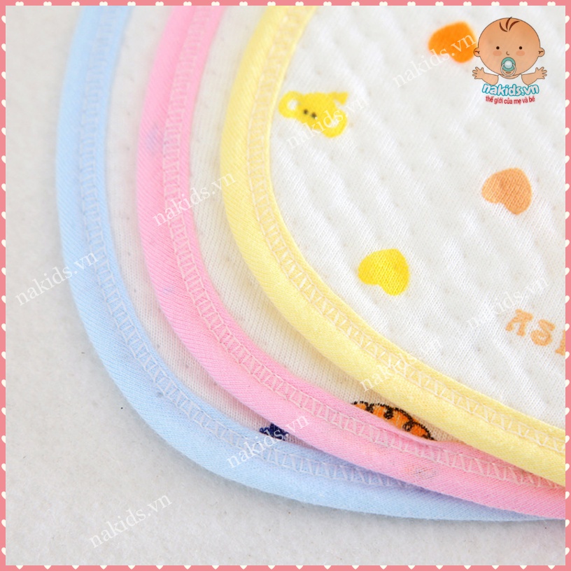 Yếm Sơ Sinh, Yếm Ăn Dặm - Yếm Tròn 100% CottonTrần Bông 3 Lớp Buộc Dây Cho Bé 0-3 Tháng