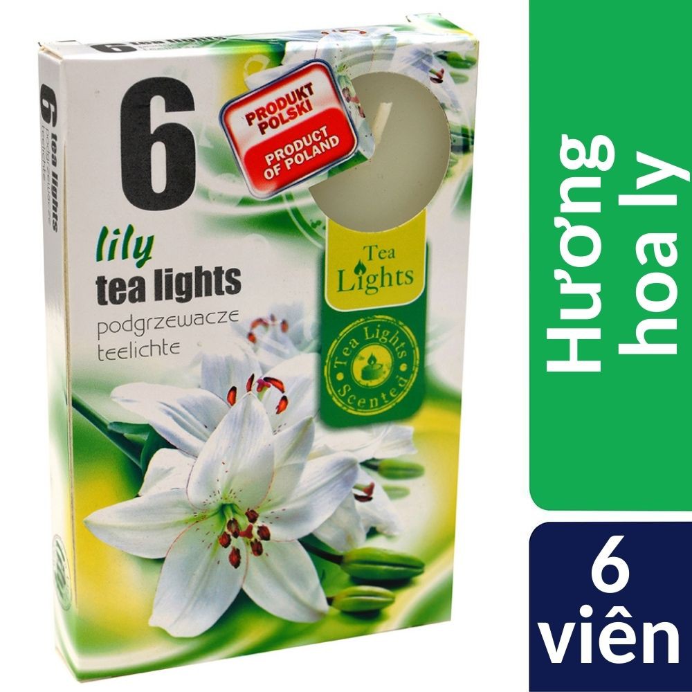 Hộp 6 nến thơm khử mùi Tealight Admit Lilly QT026078 - hương hoa ly, nến thơm phòng, thư giãn, không khói