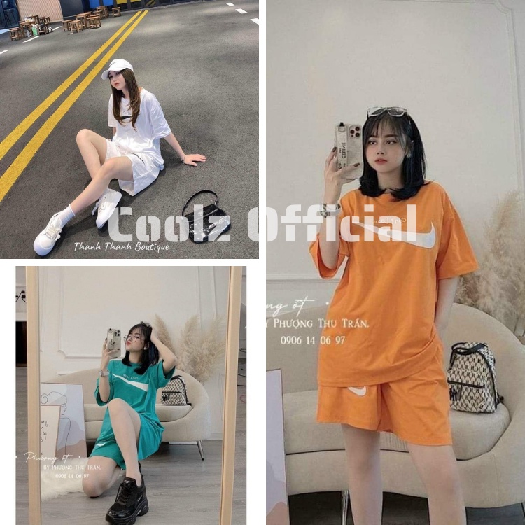 Bộ thun nữ chất cotton hot hit/Set áo thun tay lỡ quần short form rộng unisex chất liệu cotton cao cấp thấm hút mồ hôi