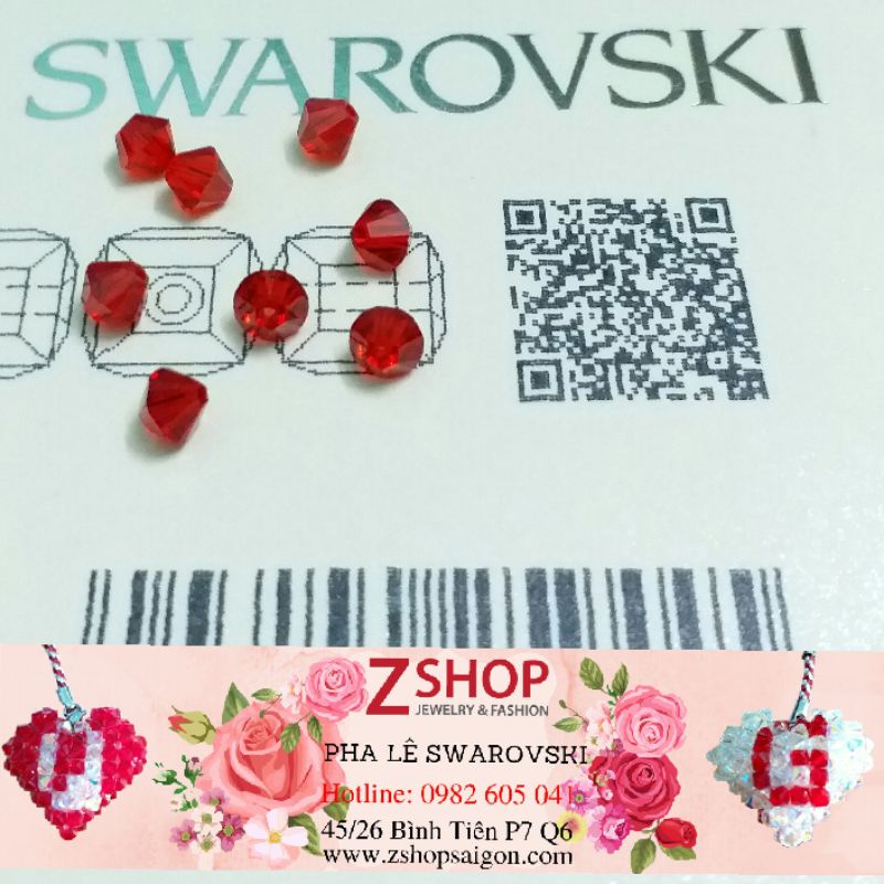 01 hạt Nón 4 ly pha lê swarovski có nhiều màu lựa chọn