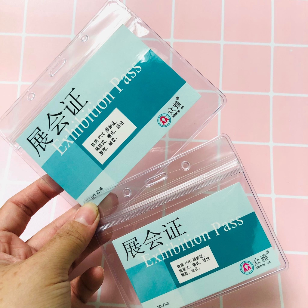 Bảng tên nhựa dẻo cao cấp ngang dọc, bao thẻ bảng tên nhân viên có zipper