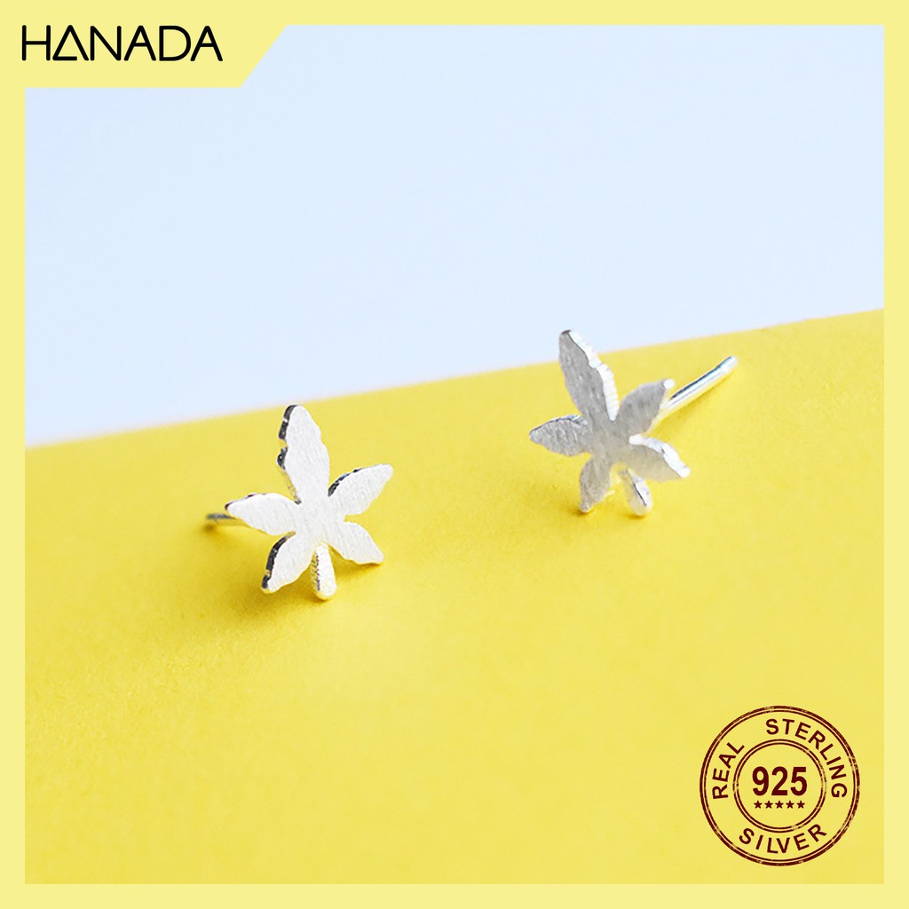 Bông Tai Bạc 925 Hanada E-0-F-0331 Lá Thông Nhám