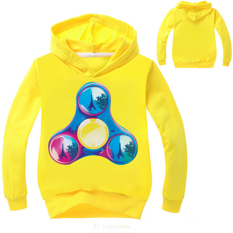 Fingertip Spinner Children's Spring Hooded Sweater Cartoon Game Long Sleeve Children's Spring and Autumn New Casual Boys and Girls Sweater Sweatshirt Cap