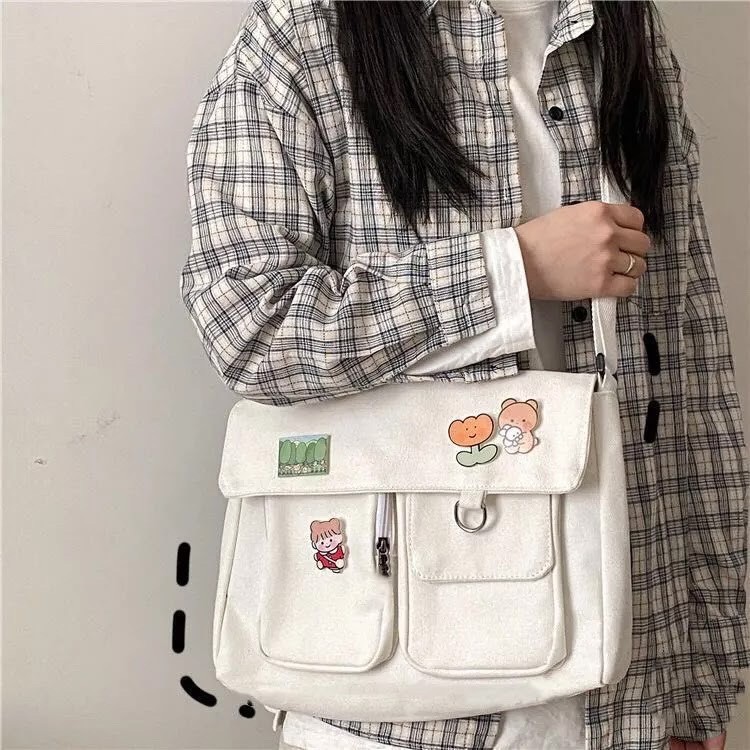 Túi đeo chéo nam nữ phong cách Hàn Quốc chất vải canvas dày dặn đa họa tiết unisex siêu hot