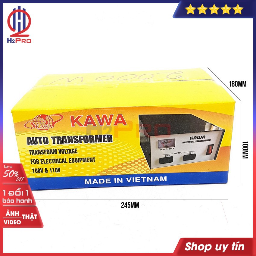 Bộ đổi nguồn 220V sang 110V-100V hoặc đổi nguồn 110V sang 220V KAWA H2Pro 2000W cao cấp, chất lượng cao-an toàn