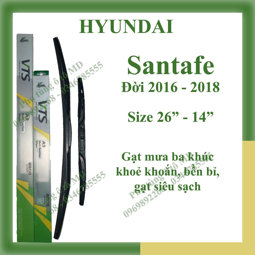Bộ gạt mưa Hyundai Santafe các đời và gạt mưa các dòng xe khác của Hyundai: Sonata, Starex, Tucson, Verna, Accent
