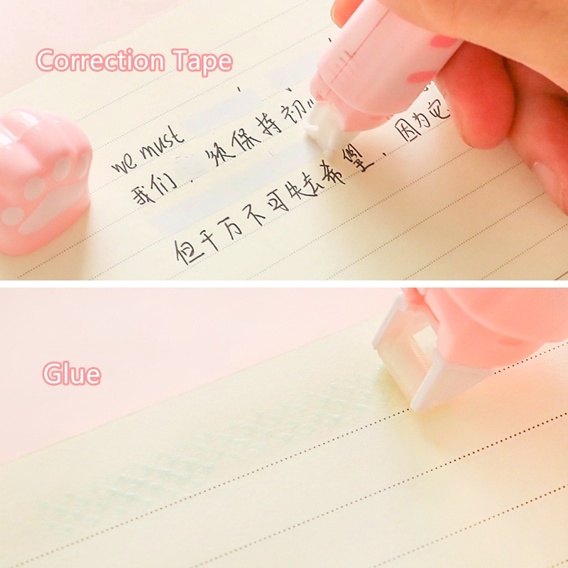 Bút Xóa Keo Hai Đầu 2 Trong 1 Hình Chân Mèo Dễ Thương