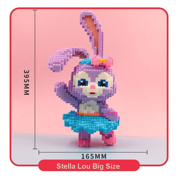 Xếp hình Le go thỏ tím StellaLou cỡ lớn 39cm nhân vật hoạt hình 3D lắp ráp mô hình cỡ lớn Chuẩn Mẫu