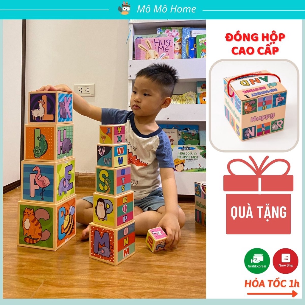 Đồ Chơi Tháp Xếp Chồng Bụng bự, gồm 10 hình khối thú vị cho bé học thông minh chơi hết mình