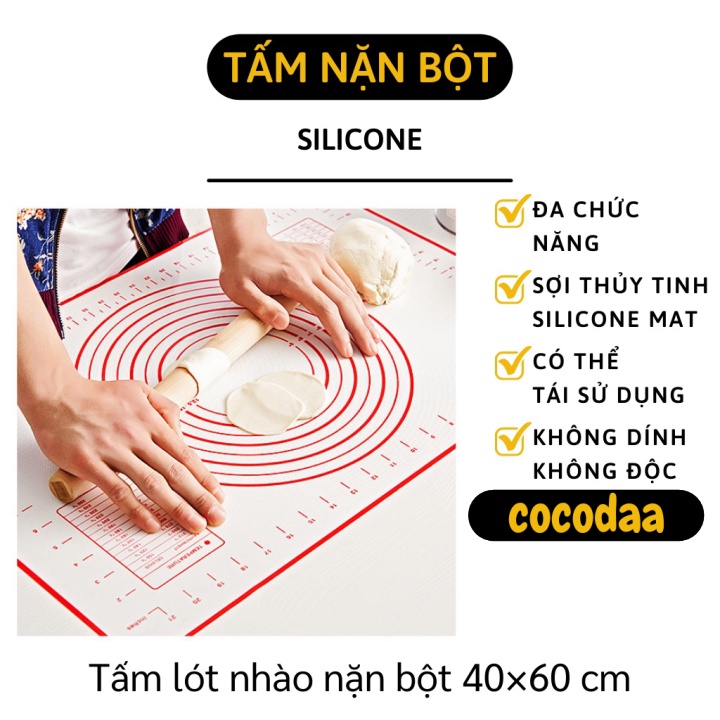 Thảm Nhào Bột - Tấm Lót Nặn Bột Làm Bánh Silicone Chống Dính Size 40x60cm 9422 [FREESHIP]