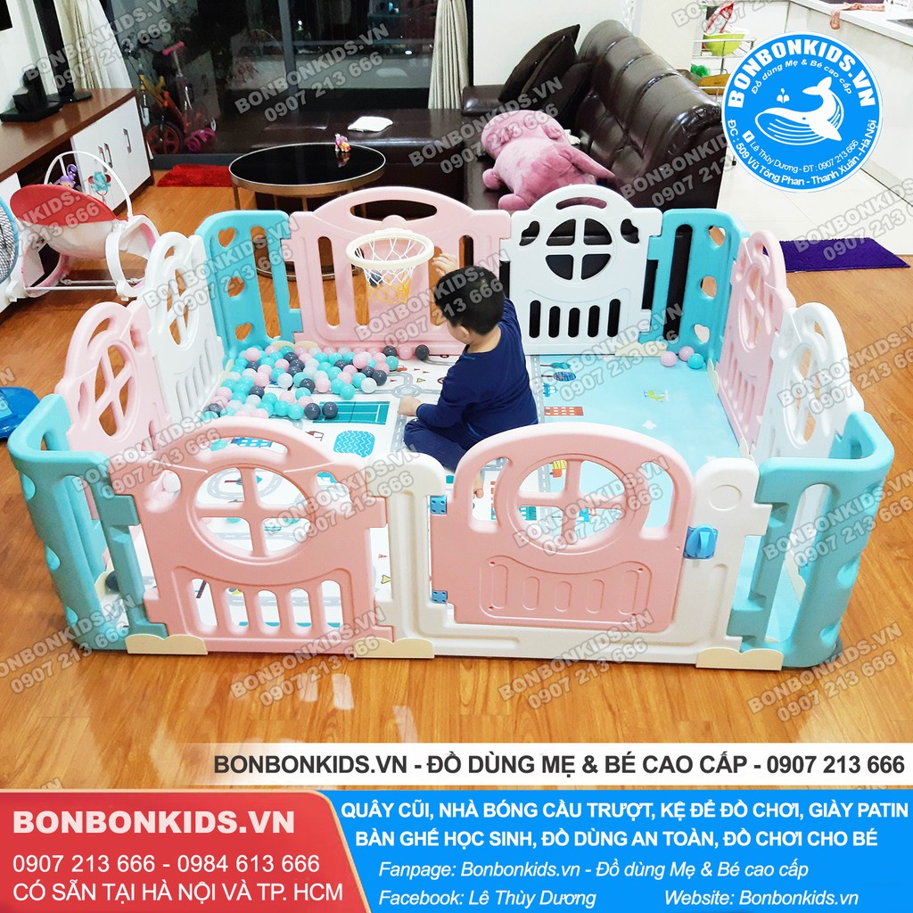 Quây bóng Hàn Quốc Newber Kitty bo góc (1m5x1m8) cao cấp - Quây cũi nhựa cho bé