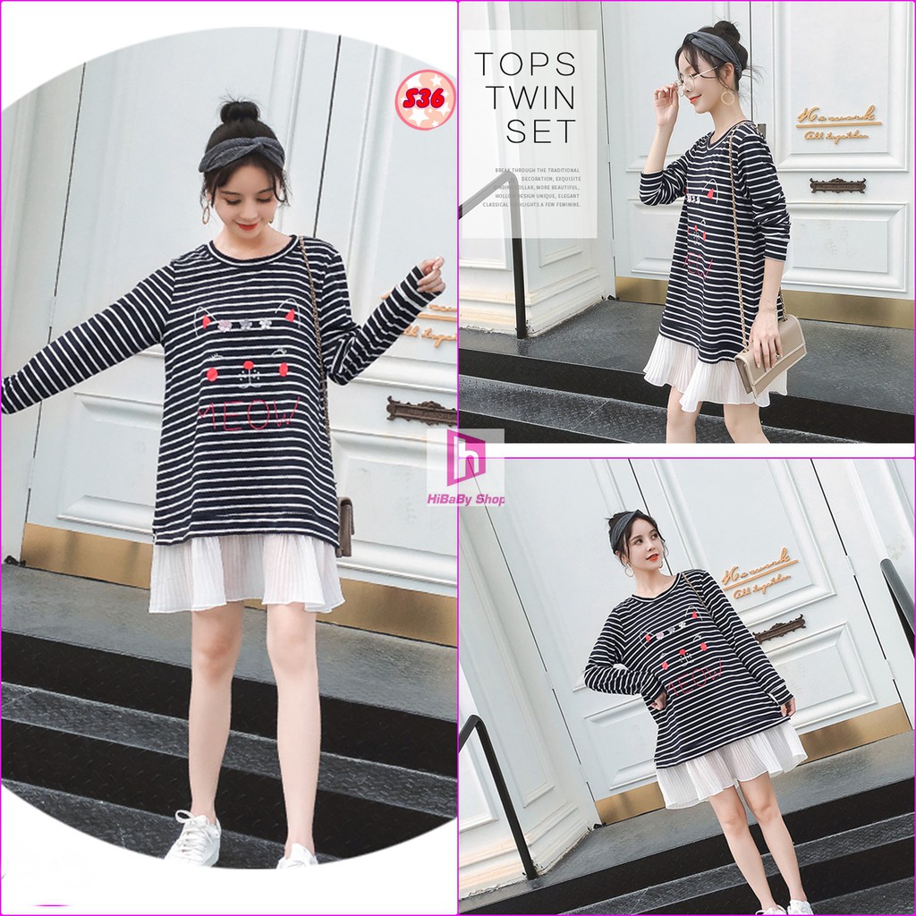 Váy Bầu Đuôi Pha Ren Xì Tin C