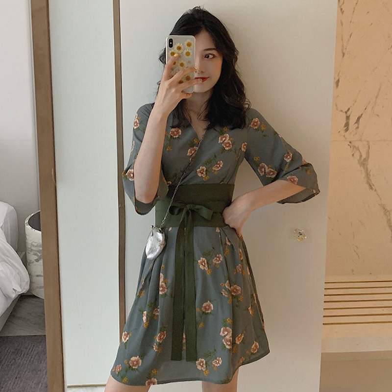 2021 NEW ARRIVAL ready stock french style dress Floral skirt women fashion clothes