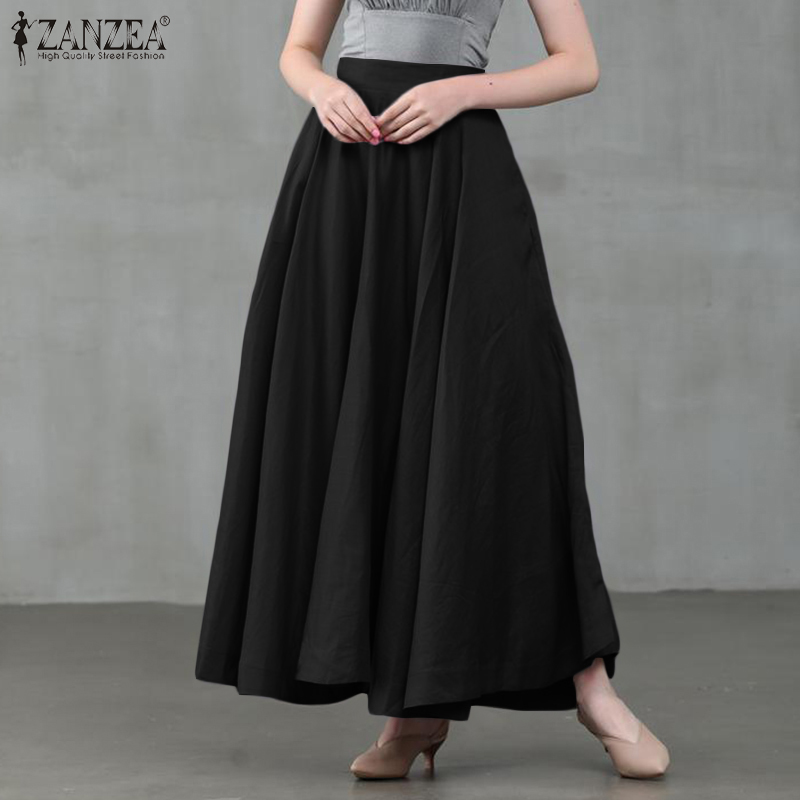 Chân Váy Dài ZANZEA Cho Nữ Màu Trơn Thời Trang Cổ Trang