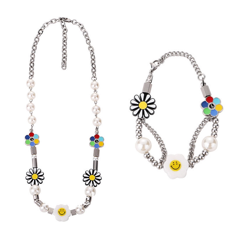 Dây chuyền mặt hình hoa hướng dương mặt cười phong cách hip hop thời trang cho nam và nữ 22402