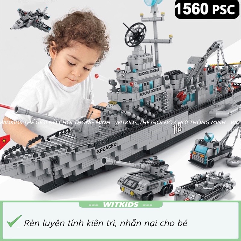 Bộ Đồ Chơi Lego Tàu Chiến Hạm 1560 PCS / Lắp Ghép Mô Hình Máy Bay Chiến Đấu WITKIDS