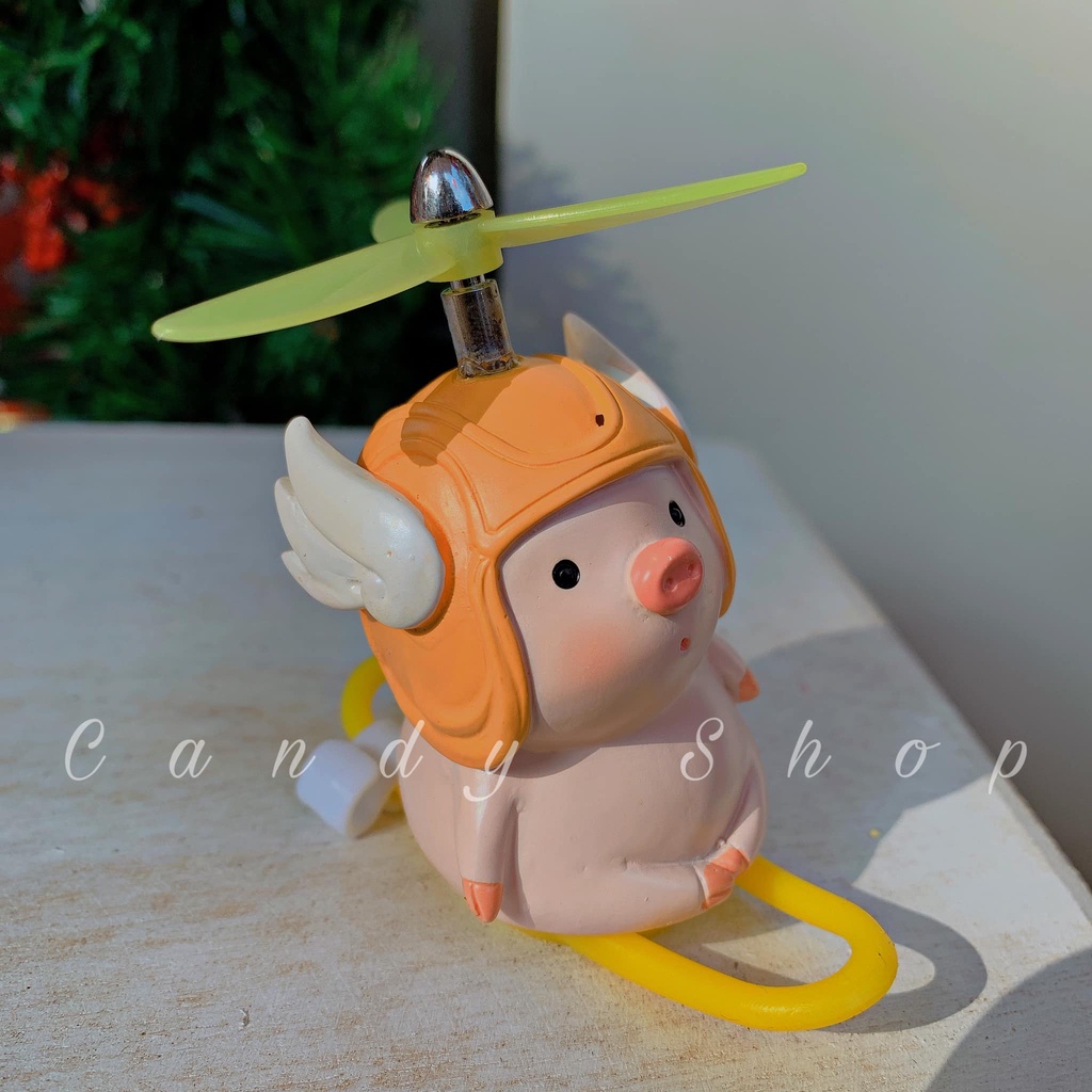 Heo đội mũ bảo hiểm chong chóng gắn xe máy, xe đạp điện (Kèm ảnh thật + Video quay thật) Candy Shop