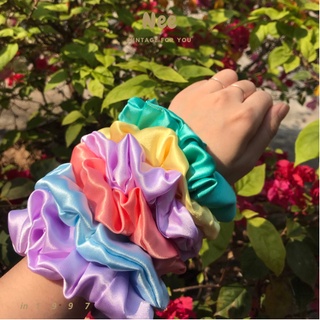 Dây buộc tóc scrunchies phi lụa mềm mịn màu xinh xắn