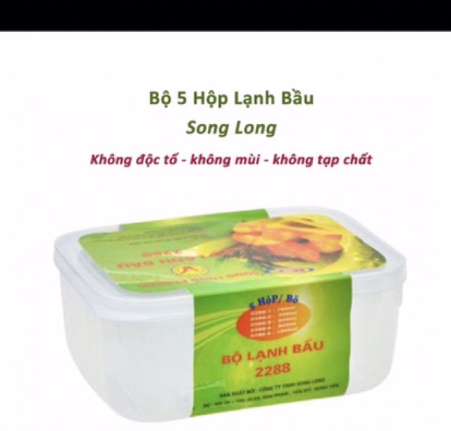 RẺ VÔ ĐỊCH_ bộ 5 hộp trữ đông- hộp nhựa đựng thức ăn_ lạnh bầu Song Long dễ dàng sử dụng_2288