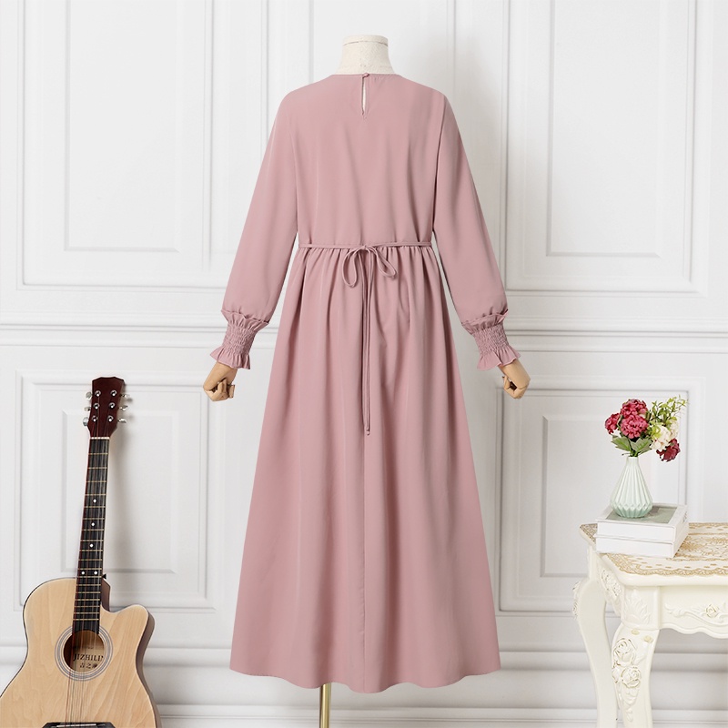 Zanzea Đầm Dài Tay Phồng Xếp Ly Phong Cách Vintage Thời Trang Cho Nữ