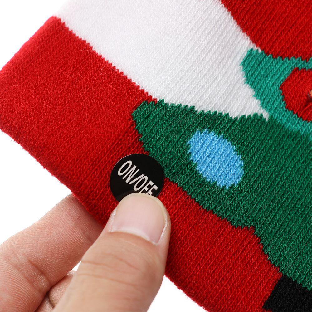 Mũ Len Beanie Có Đèn LED Hình Bông Tuyết Tuần Lộc Giáng Sinh Năm Mới Vui Nhộn Dành Cho Trẻ