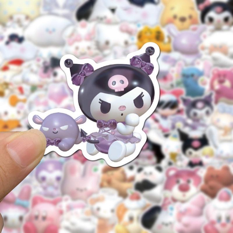 Bộ 50 Mô Hình Nhân Vật Hoạt Hình 3D Kuromi My Melody Stikers