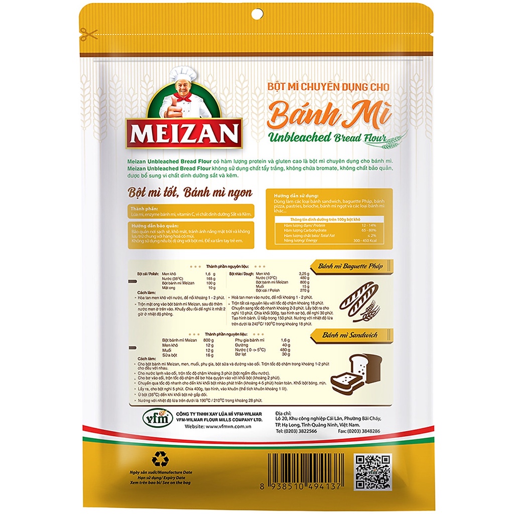 Bột mì chuyên dụng bánh mì Meizan 1kg