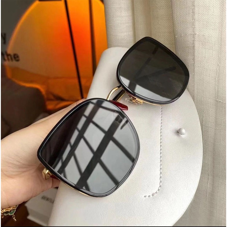 Kính Mát Gọng Vuông Kim Loại Chống Tia Cực Tím Cao Cấp Thời Trang Theo Phong Cách Hàn Quốc