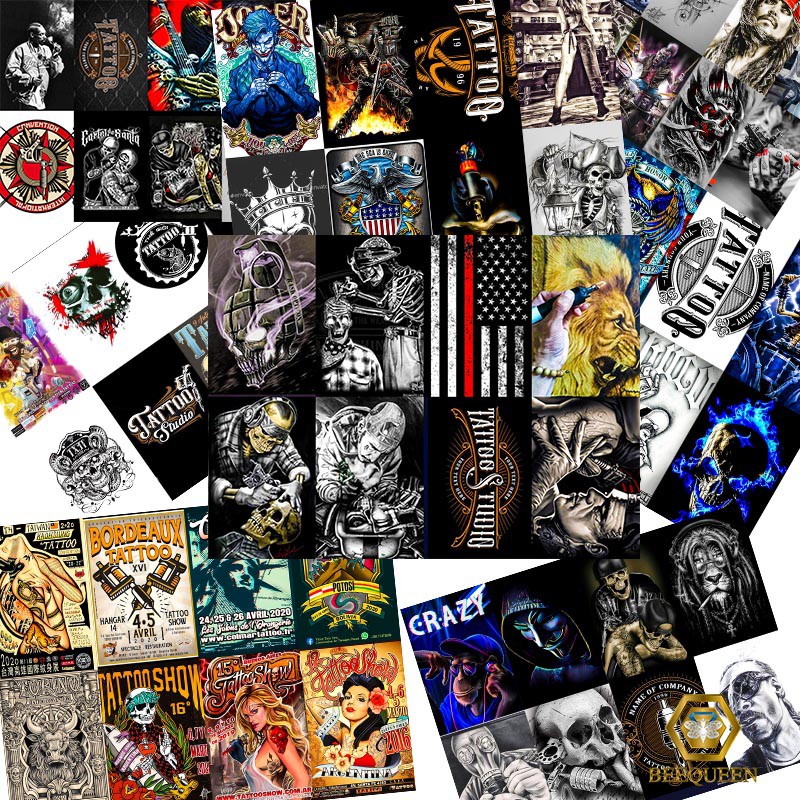 Combo Sticker Tattoo - Sticker Tiệm xăm dán tủ, tường...