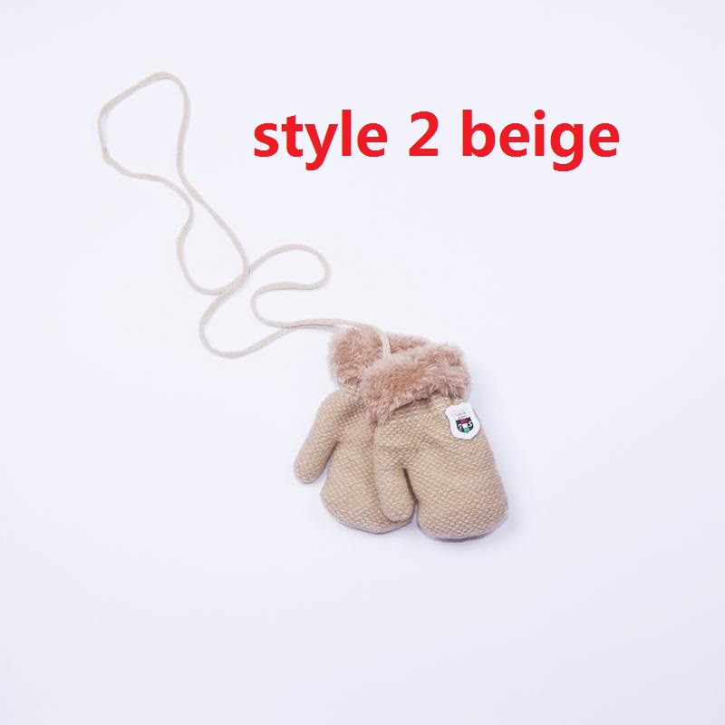 Găng tay len phối lông ấm áp cho bé