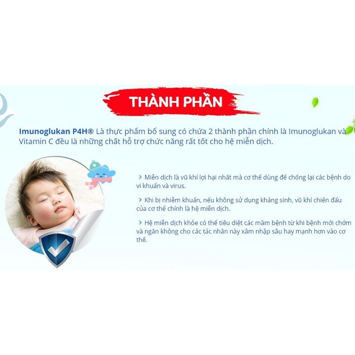 Tăng đề kháng cho bé Siro Imunoglukan P4H Giúp tăng cường hệ miễn dịch nâng cao sức đề kháng Chai 120ml