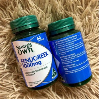 Viên Kích Sữa và lợi sữa Cỏ Cà Ri - Nature's Own Fenugreek 1000mg 60 Capsules