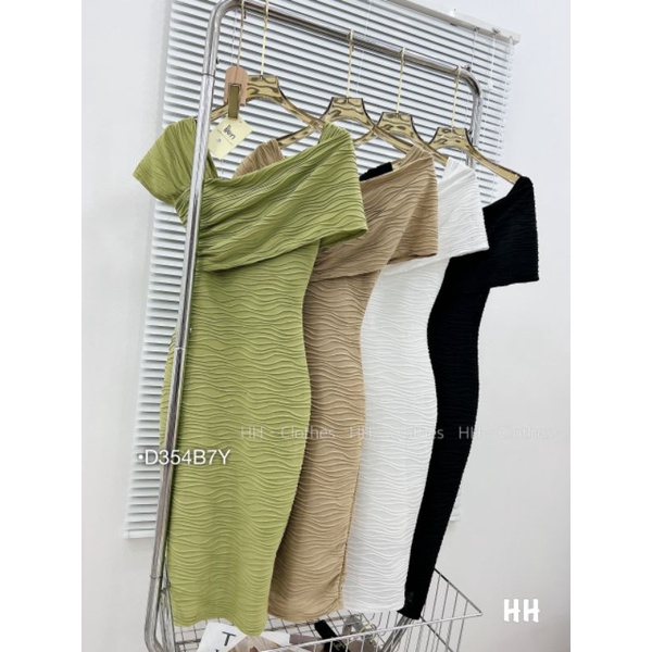 Đầm Maxi Cao Cấp Nữ Công Sở Đi Tiệc ,Đầm Body Trễ Vai Xếp Ly Thun Len Xốp Cao Cấp Màu Trendy Cực Sang Đen/Trắng/Nâu/Xanh