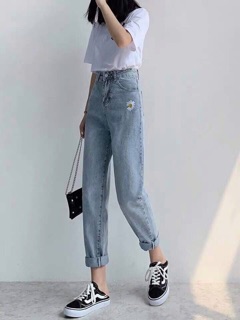 ➿Baggy Jeans Thêu Bông Cúc