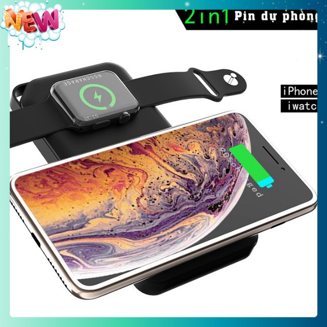 🇳 🇪 🇼®️ Pin sạc dự phòng không dây 10000mAh 2in1 W6  Iphone Apple Watch