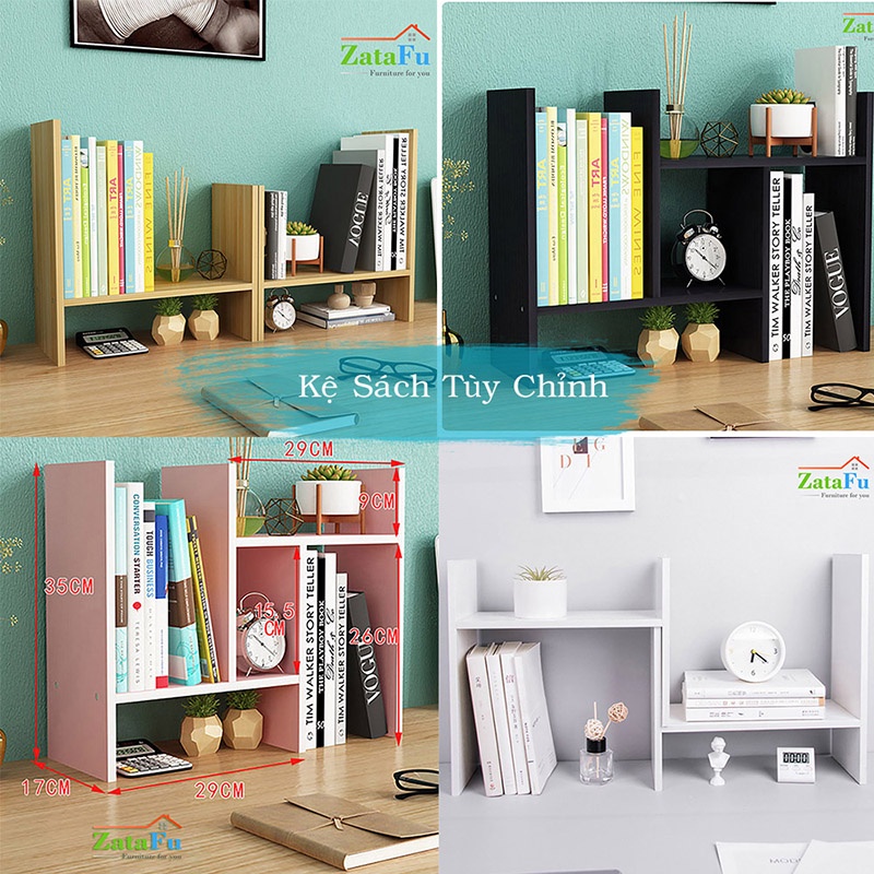 Kệ Gỗ Trang Trí Decor Kệ Sách Màn Hình Máy Tính Để Bàn Đa Năng ZataFu