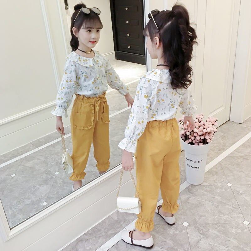 Set Đồ Thời Trang Gồm Áo Tay Dài Và Quần Phong Cách Phương Tây Dành Cho Bé Gái 3-13 Tuổi