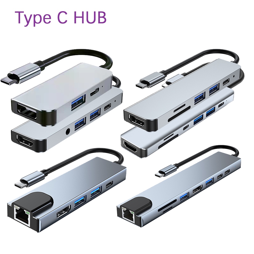 Bộ Chia Cổng Type C RJ45 Ethernet SD TF Audio PD 87W USB C HUB