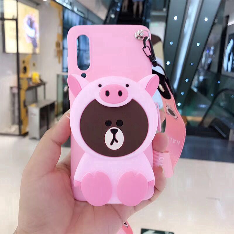 Ốp điện thoại TPU mềm trang trí ví 3D hình thú hoạt hình cho Xiaomi A1 A2 8lite 8 9 8PRO 9SE Mix2 Mix2s Max3 Note3 redmi note8