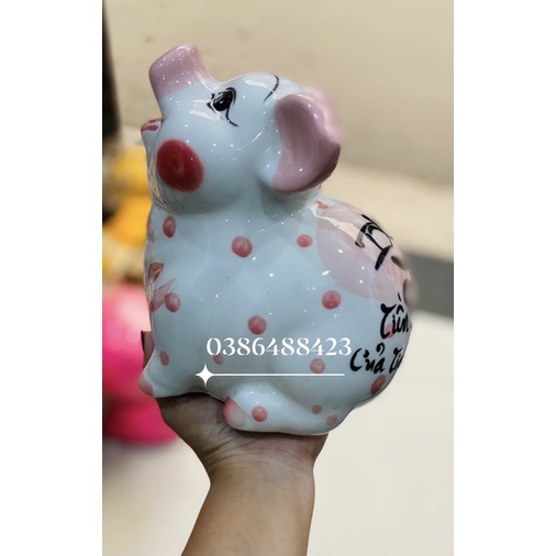 Heo đất, lợn đất Heo sứ cao cấp loại 1 dáng ngồi ăn tiền đẹp giá rẻ