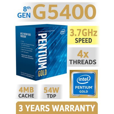 CPU Intel Pentium Gold G5400 (3.7GHz, 2 nhân 4 luồng, 4MB Cache, 58W) - Socket Intel LGA 1151-v2 - Mới Bảo hành 36 tháng