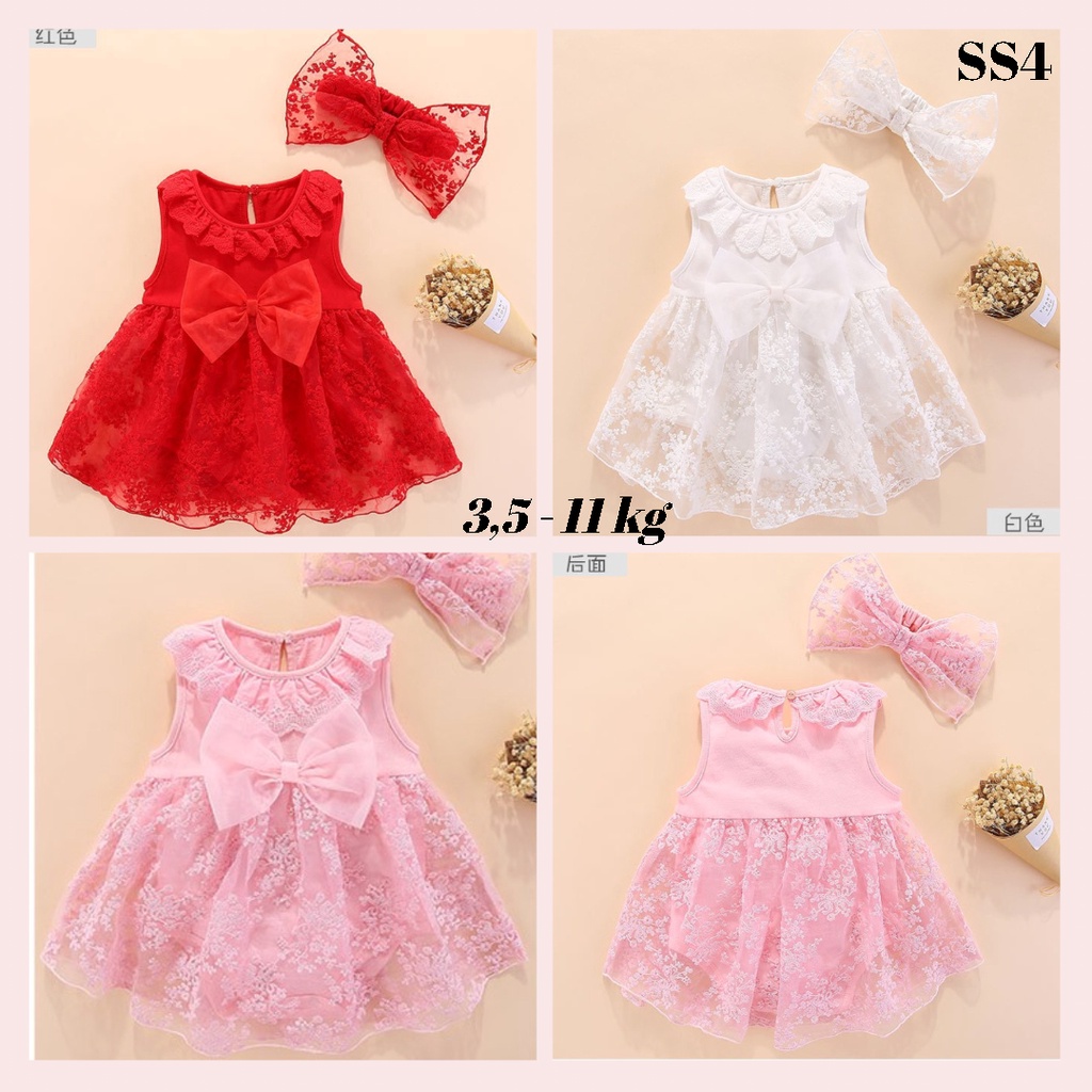 Váy body công chúa đầy tháng kèm tuban/ Thôi nôi bé gái 0-12 tháng SS4