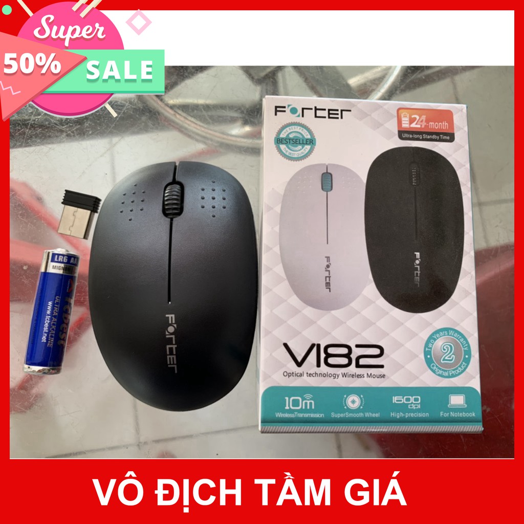 Chuột không dây Forter V182  - Có pin tặng kèm - Tặng lót chuột - Bảo hành 6 tháng